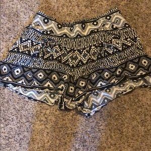 black and white patterned shorts